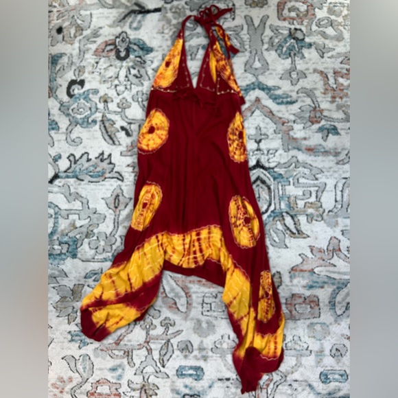 Tie Die Beach Cover Up Halter Neck Dress - Picture 2 of 4